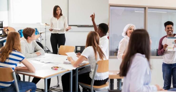 Young students learning teamwork and social skills activities