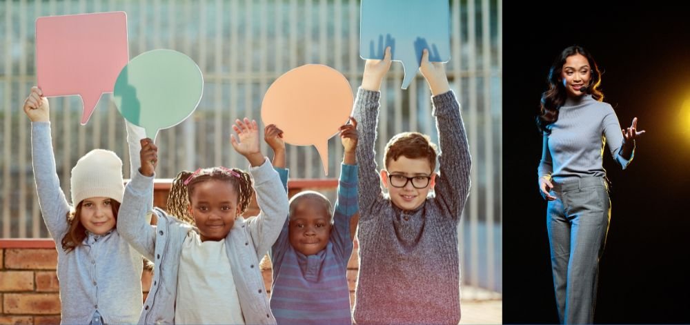 Interactive classroom session for children's public speaking course