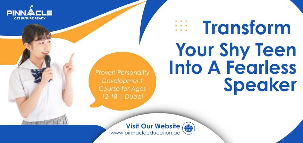 Children practicing public speaking skills in Dubai classroom